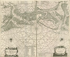Map, Zee-kaert vande Eemsen, als de oude ofte Wester Eems en de Ooster Eems, Copperplate print