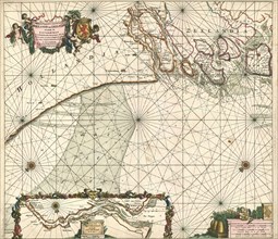 Map, Paskaerte begrypende in zich de kusten van Hollandt en Zeelandt als meede de rievier de Maas