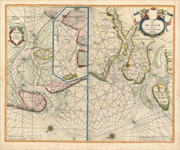 Map, De Texel stroom met de gaten van't Marsdiep, Copperplate print