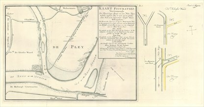 Map, Kaart figuratief vertoonende de tegenwoordige situatie van den Neder Rhyn, loopende langs de