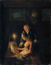 Music Lesson, 1769, oil on canvas, 47 x 36.5 cm, signed and dated lower left on the side panel of