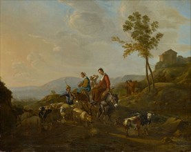 Landscape with shepherds, 1649, oil on canvas, 74.5 x 93.5 cm, signed and dated lower left: J.
