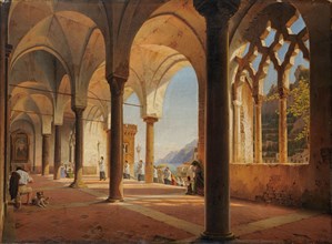 Vestibule of the Amalfi Cathedral, 1844, oil on canvas, 42 x 57 cm, signed, inscribed and dated