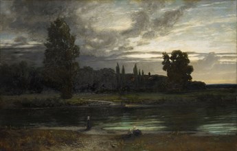 Kloster Fahr near Zurich on the Limmat, 1876, oil on canvas, 103.5 x 161 cm, signed, inscribed and