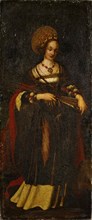 The hl., Ursula, oil on canvas, 93.5 x 40 cm, unmarked, Venus-Maler (Werkstattmitarbeiter bei Hans