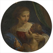 Madonna and Child, oil on canvas, diameter: 36 cm, not specified, Angelo Caroselli, Rom 1585–1652