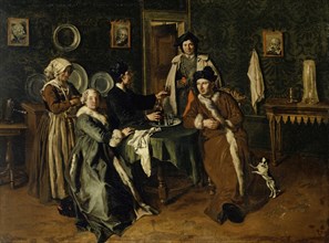 Portrait of a Family around a Table, Oil on Canvas, 56 x 73.6 cm, Unmarked, Giacomo Ceruti,