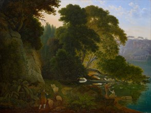 On Lago di Nemi, probably 1818, oil on canvas, 73.5 x 98 cm, monogrammed and dated lower left with