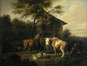 Grazing cattle, oil on canvas, 40 x 52 cm, Not specified, Dirck van Bergen, Haarlem 1645–nach 1690