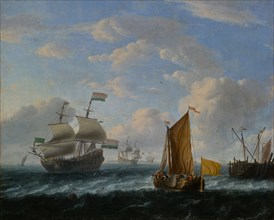 Dutch Warships, oil on canvas, 44.6 x 55.5 cm, unsigned, Ludolf Backhuysen, Emden 1630–1708