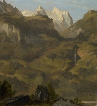 The Reichenbach Falls with the Wetterhorn, oil on paper, on board, 20.5 x 19 cm, not marked, Jakob