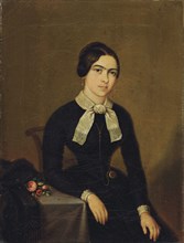 Portrait of Elisabeth Bierz-Pfister, 1851, oil on canvas, 23.5 x 18.6 cm, signed vertically on the