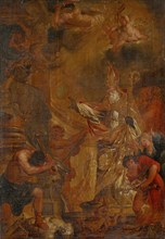 In the presence of a bishop, idols are destroyed, oil on canvas, 85 x 58.5 cm, unmarked,