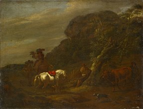 Landscape with hawk hunting, oil on canvas, 39.5 x 51 cm, not marked, Nicolaes (Claes Pietersz.)