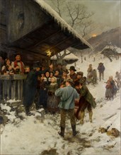 Christmas Singer in Canton Lucerne, 1887, oil on canvas, 140 x 109 cm, signed and dated lower