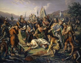 The confederates of the body of Winkelried, 1841, oil on canvas, 134 x 158 cm, signed and dated