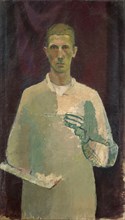 Self-Portrait with Palette, Oil on Burlap, 130 x 75.5 cm, Not Signed, Franz Marent, Basel 1895–1918