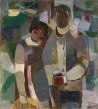 Couple Under Trees (The Artist and His Wife), c. 1922-1923, oil on canvas, 110 x 100 cm, unsigned,