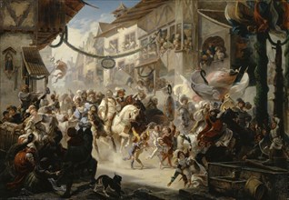 The entry of the Swiss ambassadors in Basel, 1855, oil on canvas, 118 x 170 cm, signed and dated