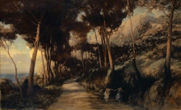 Landscape on Capri, called the Path of Tiberius, 1878, oil on canvas, 76 x 126 cm, signed lower