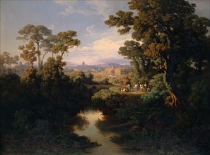 From the surroundings of Rome, 1849, oil on canvas, 67.8 x 90.7 cm, signed and dated lower left