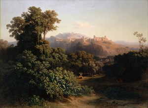 Landscape near Granada, 1852, oil on canvas, 67.2 x 91 cm, signed and dated lower right with red