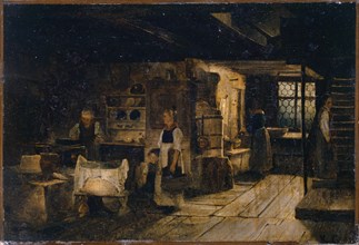 Bauernstube, oil on canvas, 22.5 x 34 cm, monogrammed lower right: K. G., Karl Girardet, Le