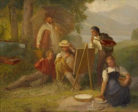 The landscape painter, oil on paper, on tin, 19 x 22.5 cm, monogrammed lower left: X. S., Xaver