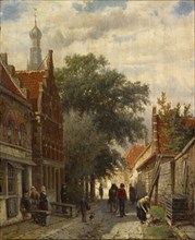 Street in Enkhuizen, 1865, oil on panel, 30 x 24 cm, signed and dated lower left: C. Springer, 1865