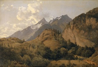 The entrance to the Urbachtal with the Ritzlihorn, c. 1840, oil on paper on canvas, 29.5 x 42.4 cm,
