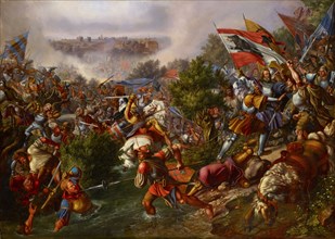 The Battle of St. Jacob, 1838, oil on canvas, 72 x 110 cm, signed and dated lower right: HHess.,