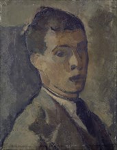 Selfportrait, 1918, Encaustic on canvas, 48 x 37.5 cm, Unmarked, Albert Müller, Basel 1897–1926