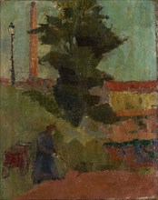 Gardener in the park, oil on sackcloth, 39 x 31 cm, unmarked, Franz Marent, Basel 1895–1918 Basel