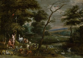 Adam and Eve in Paradise, 17th c., Oil on canvas, 64.5 x 93 cm, unmarked, Jan Brueghel d. Ä.,