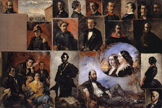 Friends of Buchser in England and Spain, c. 1853/54, oil on canvas, mounted on cardboard, 75 x 112