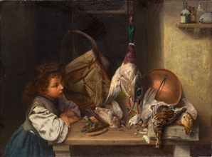Girl with Dead Poultry, 1886, oil on canvas, 32 x 43 cm, signed lower middle (on edge of table): X.