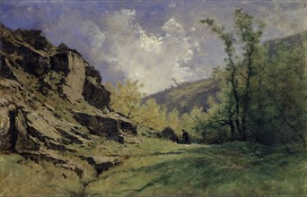 Rocky Landscape, oil on canvas, 39.5 x 60 cm, Signed lower right: G. CASTAN, Gustave Castan, Genf