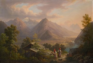 View of Interlaken and Unterseen, 1846, oil on canvas, 41 x 60 cm, signed and dated lower right: A.