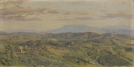Wide landscape with the Volskerbergen, oil on canvas, 32 x 67 cm, not marked, Frank Buchser,