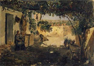 Spanish Pergola, 1857, oil on canvas, 36.5 x 51.5 cm, monogrammed and dated lower left (carved into