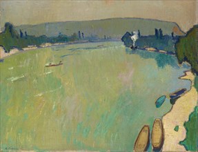 Rhine landscape (view from the bridge), 1913, oil on canvas, 74 x 96 cm, signed and dated lower