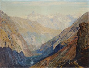 View of the valley of Zermatt, oil on canvas, 59 x 71 cm, Albert Gos, Genf 1852–1942 Genf