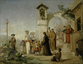 Sketch for Marian's Day, 1858 (?), Oil on cardboard, 23.5 x 30 cm, not marked, Ernst Stückelberg,