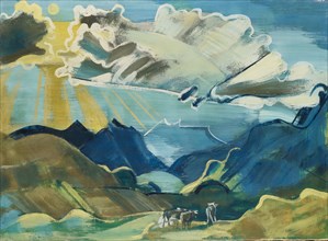Balmalp with Schächental and Urirotstock, 1927/1928, paint on canvas, 73.5 x 100.5 cm, unmarked,