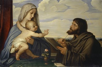 The hl., Luke paints Mary with the Child, 1838, oil on canvas, 89.3 x 133.8 cm, signed lower