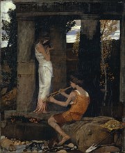 The Flute Game, 1879, oil on canvas, 55 x 45.5 cm, Dated, signed and inscribed lower right: 1879, H