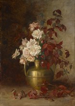 Bouquet of roses, oil on canvas, 92.5 x 65 cm, signed lower right: Marguerite Joseph, Marguerite