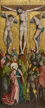 The Crucifixion of Christ, c. 1460, mixed media on firewood laminated with canvas, 215.5 x 90 cm,