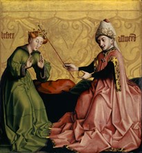 Esther before Ahasver, c. 1435, mixed technique on canvas laminated oak, 85.5 x 79.5 cm, unsigned,