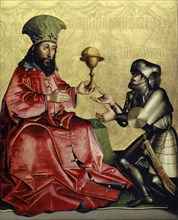 Abraham before Melchizedek, c. 1435, mixed media on canvas-laminated oak, 78 x 68.5 cm, unsigned,